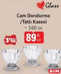 GLASS İN LOVE CAM DONDURMA/TATLI KASESİ 160 CC 3'LÜ